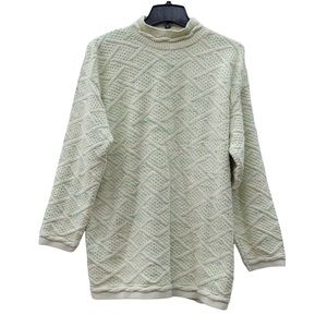 A Knitch Above Vintage Retro Green Cotton Blend Mid Knit Mock Neck Sweater EUC L